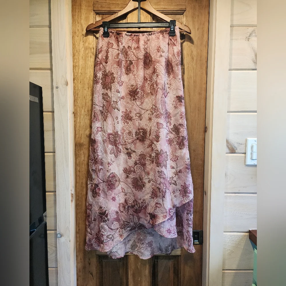 Vintage Miss Dorby Mauve Floral Matching Skirt And Blouse Set